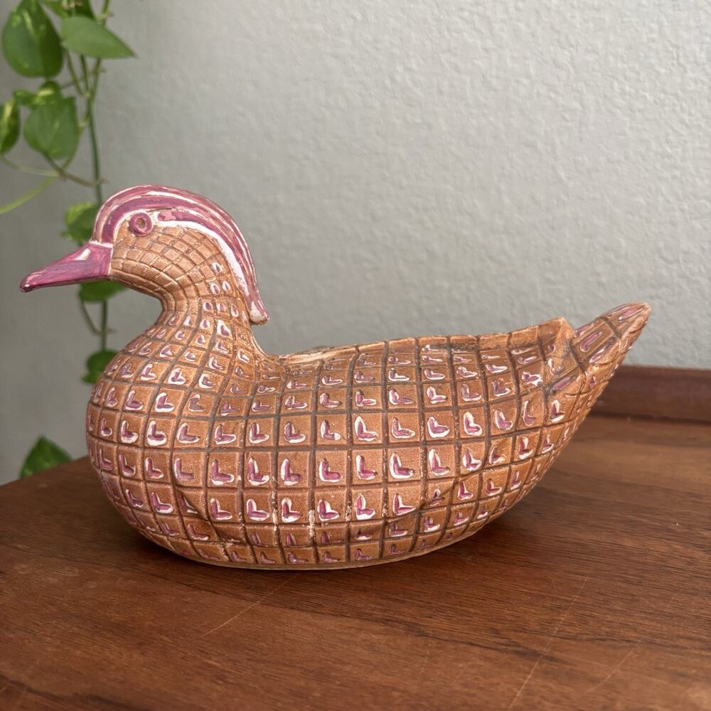 MCM Mosaic Ceramic Duck Planter Trinket Art Pottery